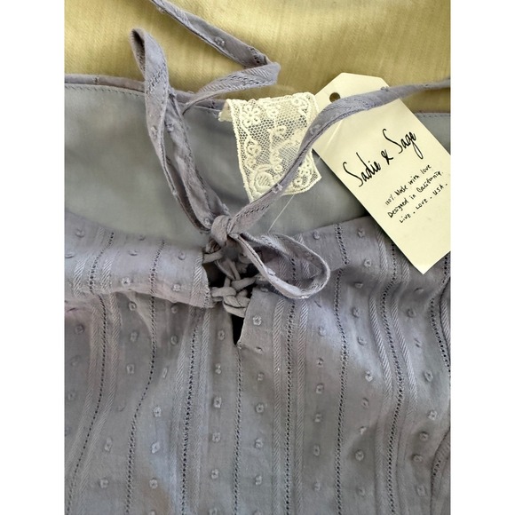 Sadie & Sage Swiss Dot Puff Sleeve Mini Dress Medium NWT Blue - Picture 9 of 11